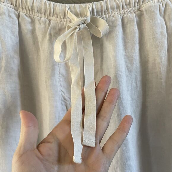 Velvet by Jenny Graham Pants Womens Medium White Linen Wide Leg Lagenlook Beach - Picture 6 of 15